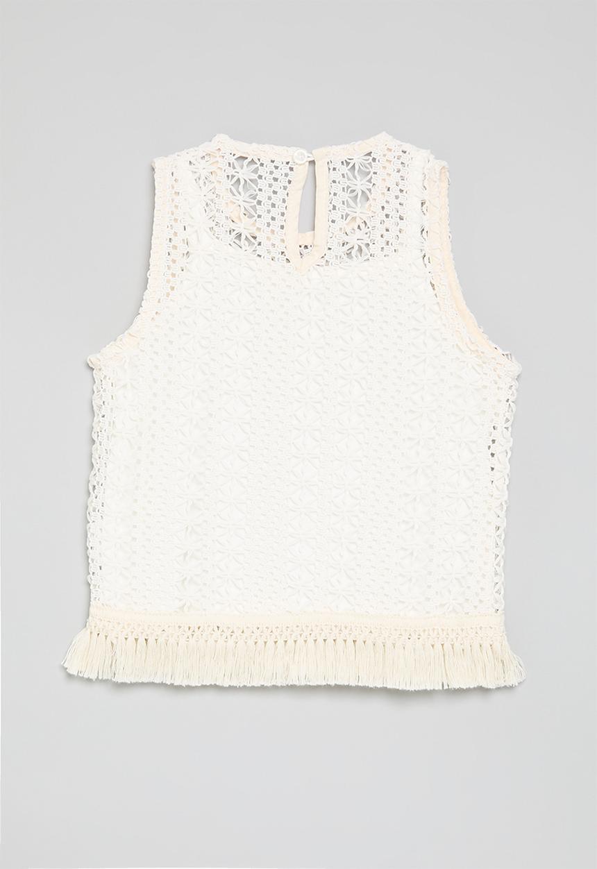 Pop Candy - Crochet vest with cami top - white/beige