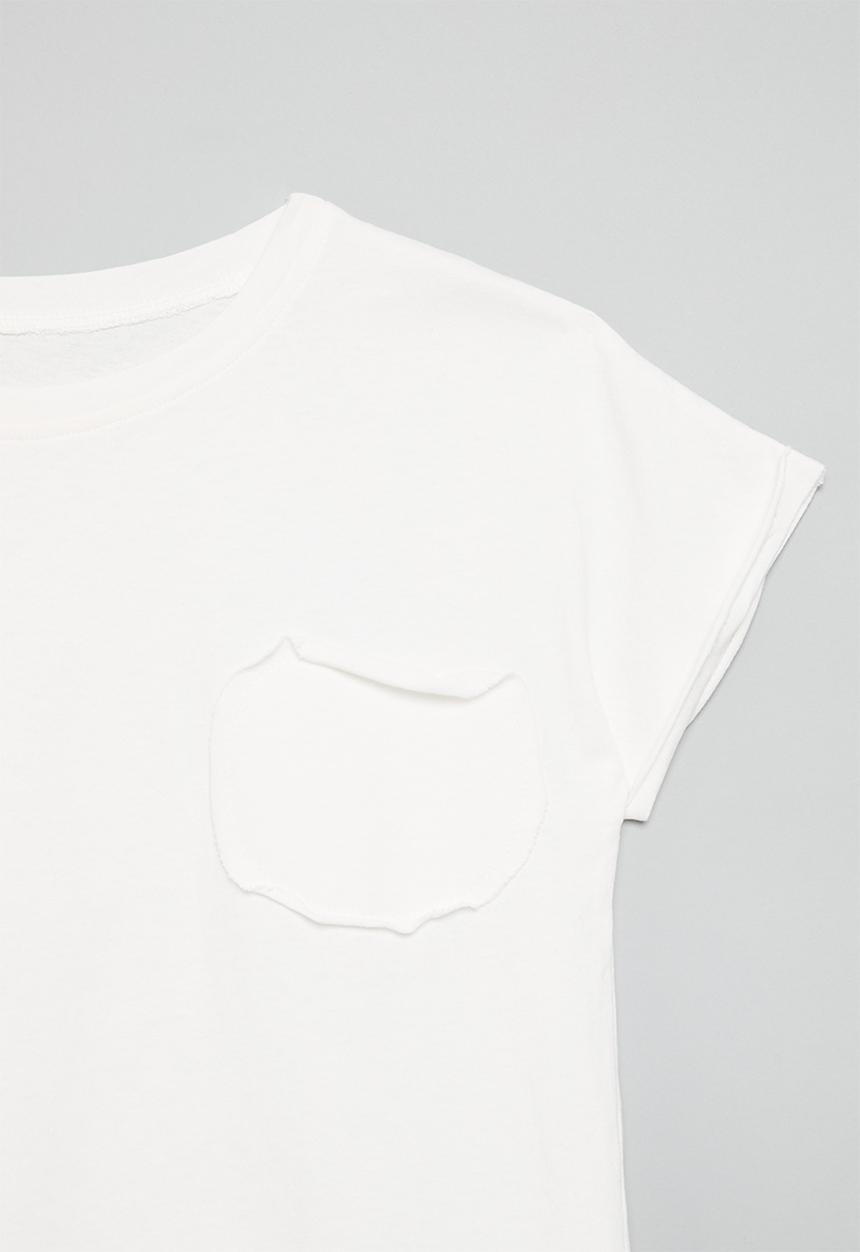 Pop Candy - Asymmetrical front tee with stylised pocket - white
