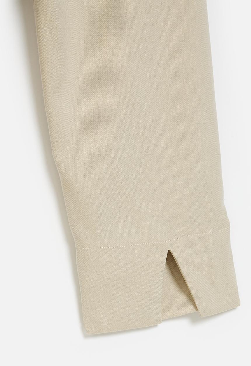 Pop Candy - Straight leg pants with cuff slits - beige