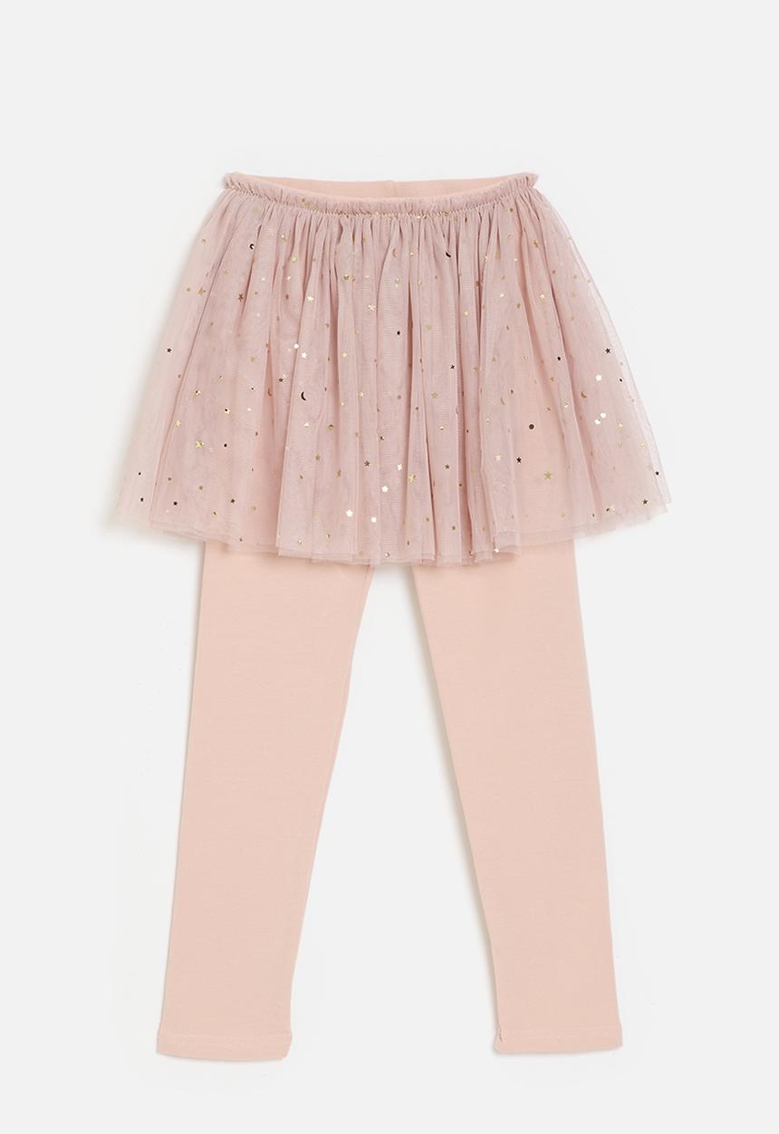 Pop Candy - Star & moon tulle skirt leggings - dusty pink
