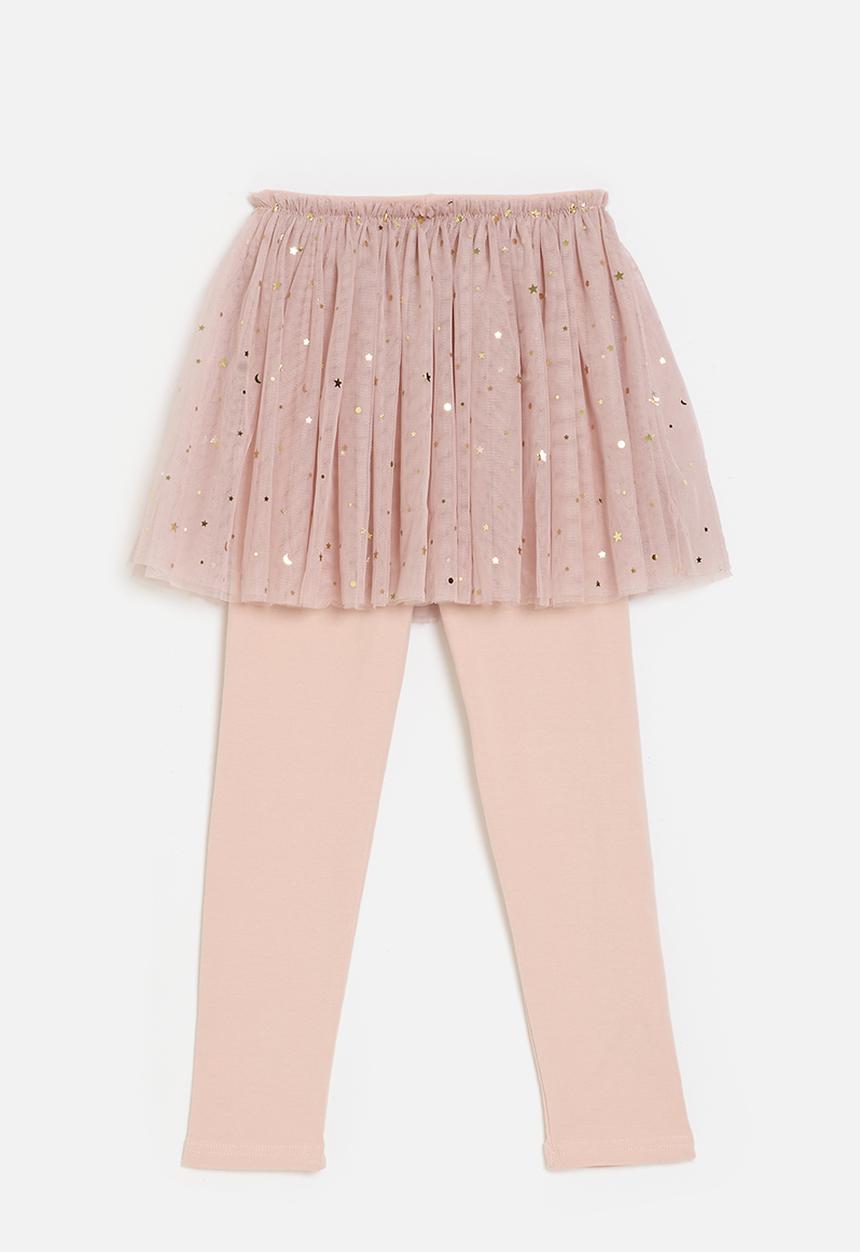 Pop Candy - Star & moon tulle skirt leggings - dusty pink