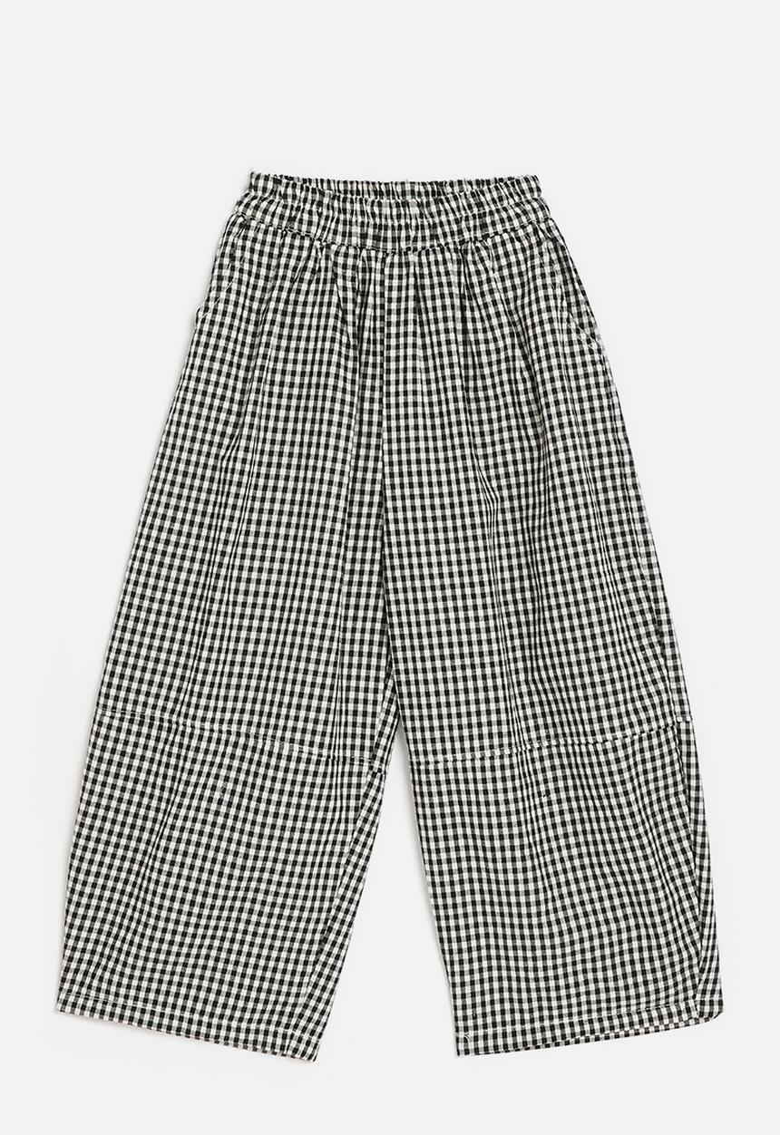 Pop Candy - Wide leg pants with extended facing - black gingham