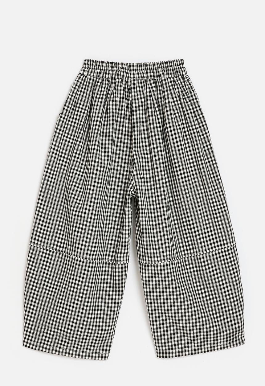 Pop Candy - Wide leg pants with extended facing - black gingham