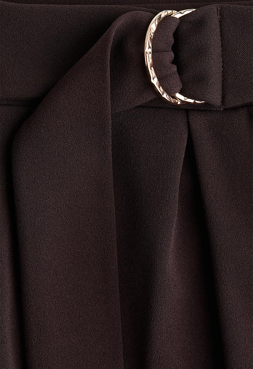 H&M - Belted trousers - dark brown 