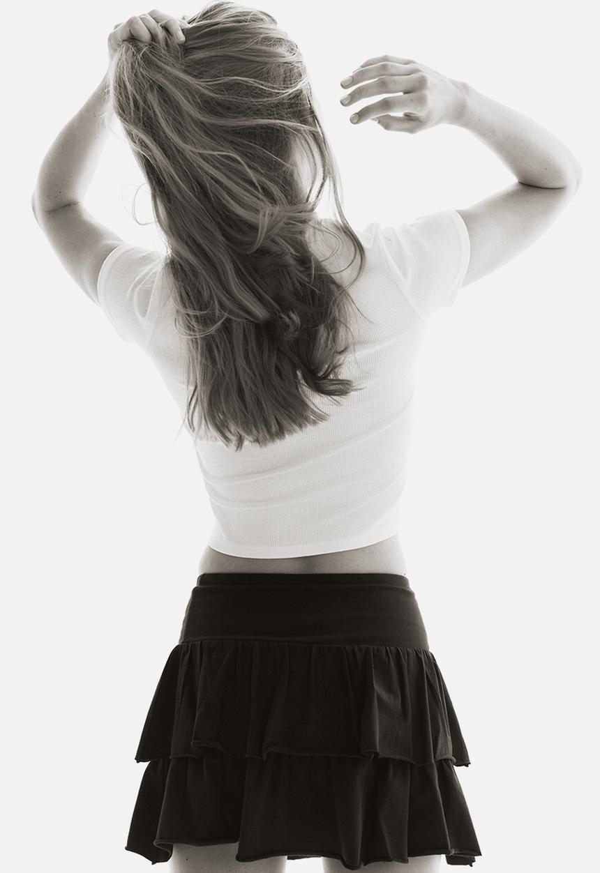 H&M - Tiered jersey mini skirt - black