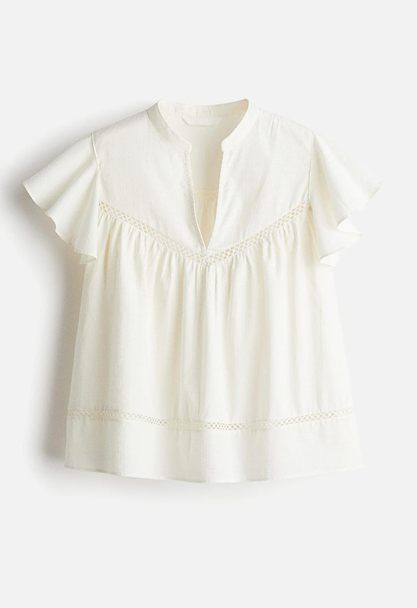 H&M - Dobby-weave blouse - white