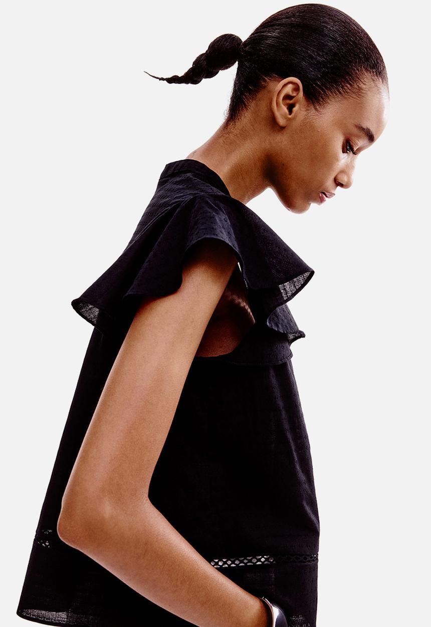 H&M - Dobby-weave blouse - black