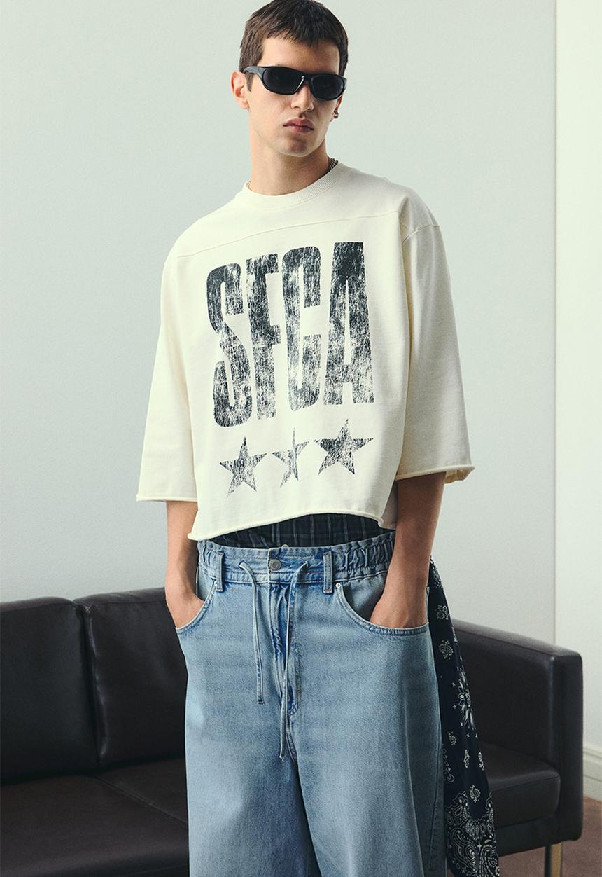 H&M - Oversized fit cropped T-shirt - white