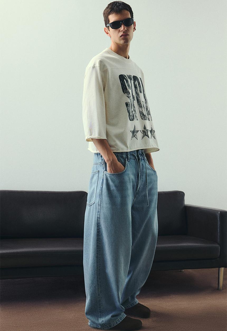 H&M - Oversized fit cropped T-shirt - white