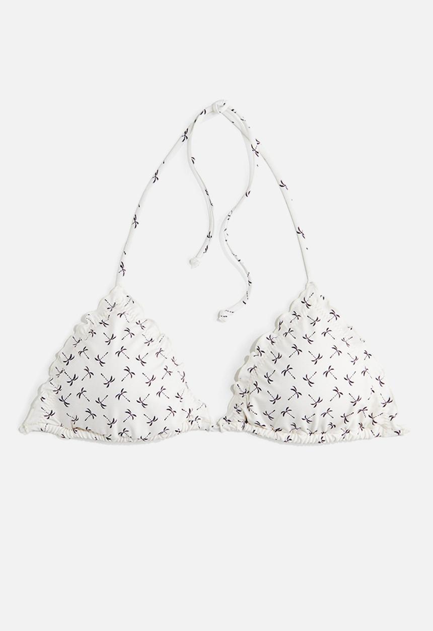 H&M - Padded triangle bikini top - cream palm trees