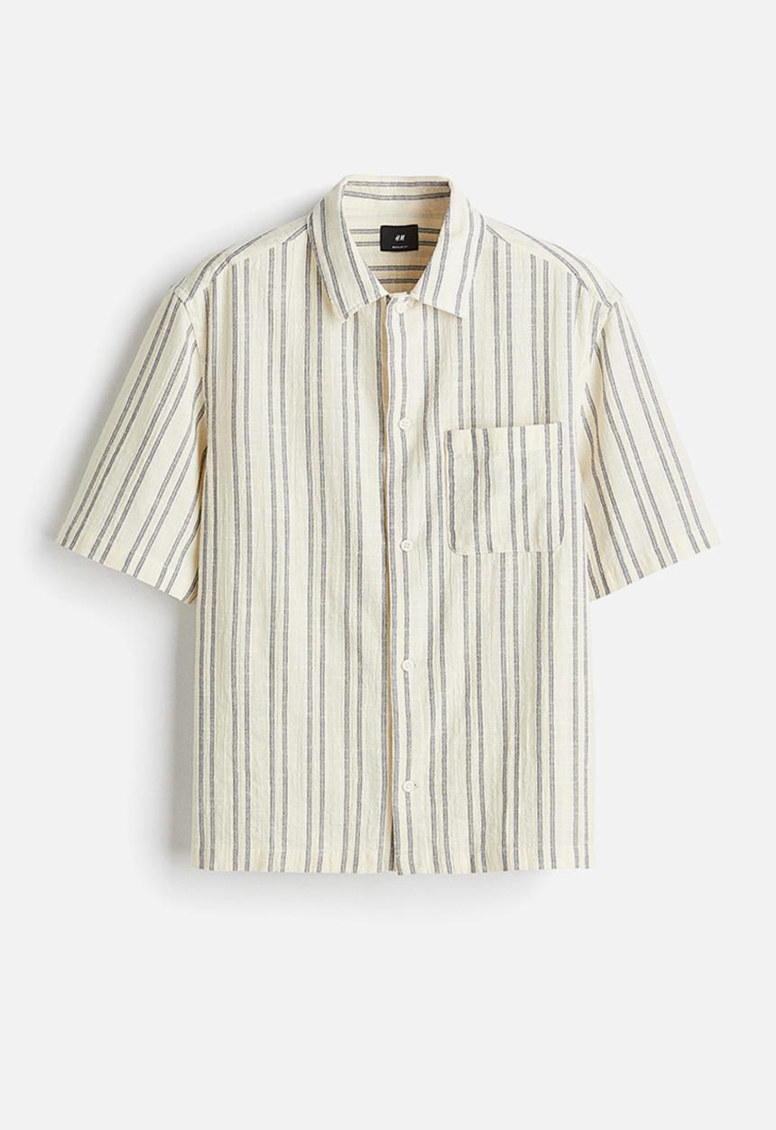 H&M - Regular fit short-sleeved shirt - white/striped