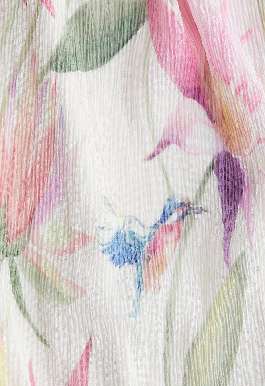 H&M - Plissé strappy dress - cream & floral
