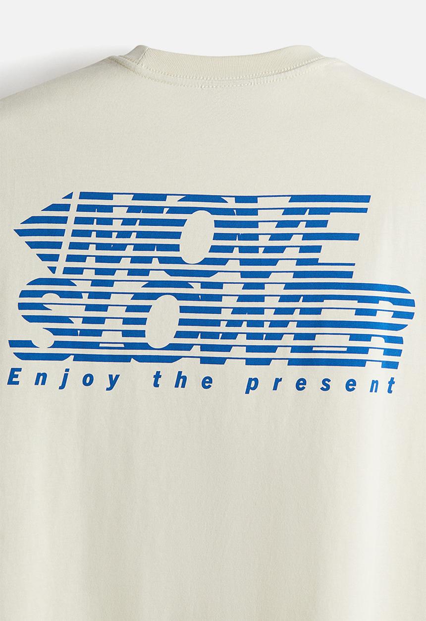 H&M - Loose fit printed T-shirt - yellow/enjoy the present