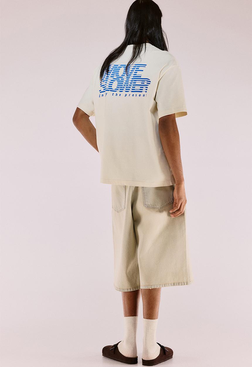 H&M - Loose fit printed T-shirt - yellow/enjoy the present