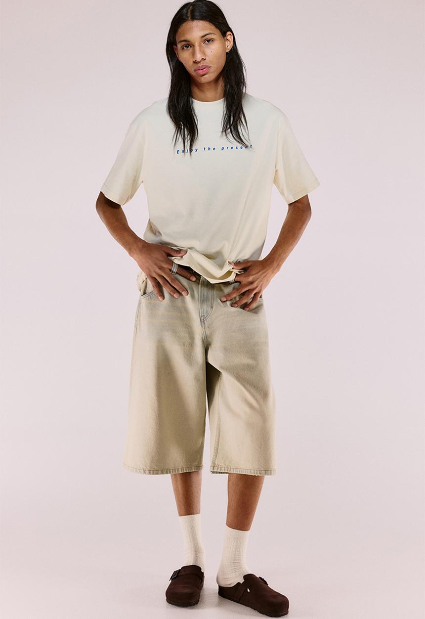 H&M - Loose fit printed T-shirt - yellow/enjoy the present
