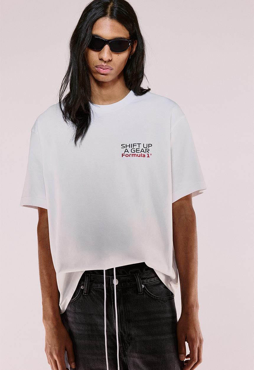 H&M - Loose fit T-shirt - white/formula 1
