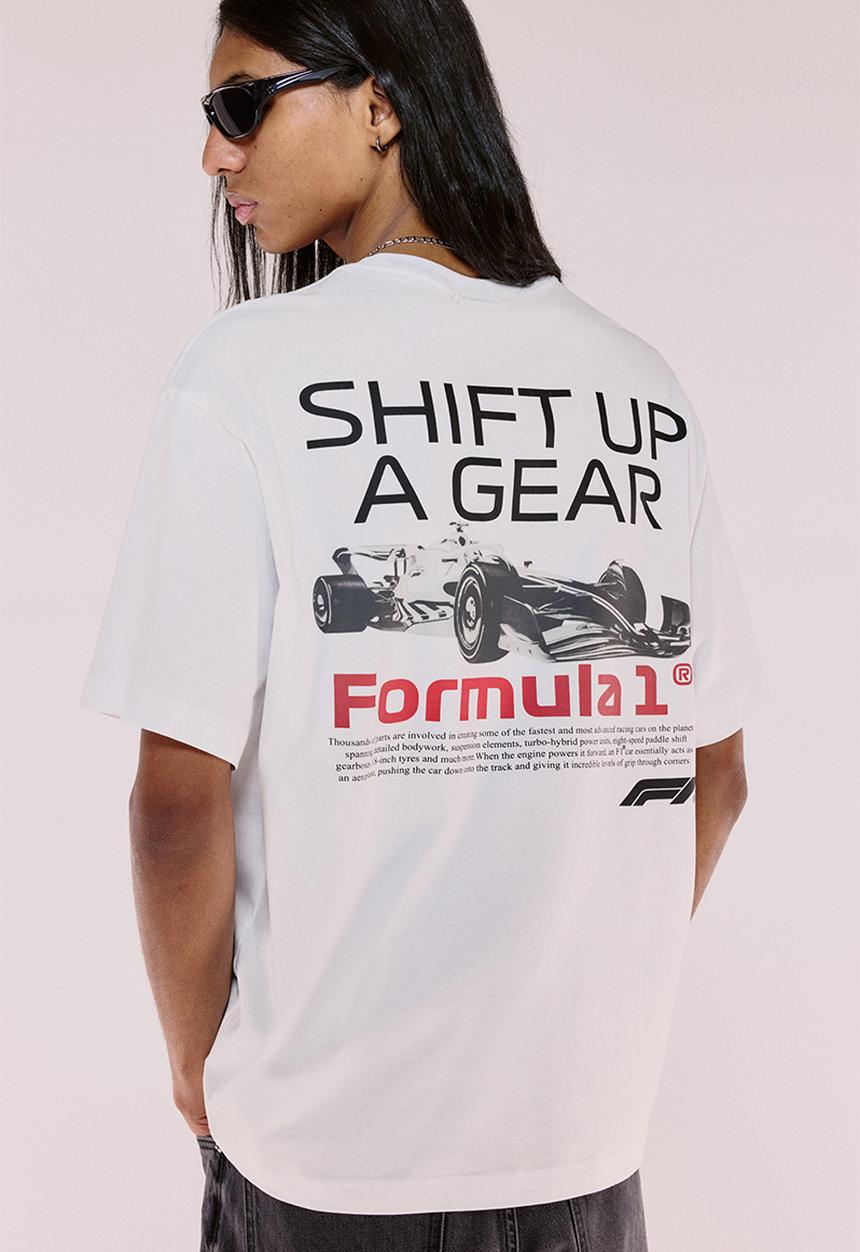 H&M - Loose fit T-shirt - white/formula 1