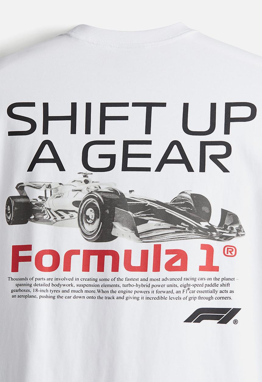 H&M - Loose fit T-shirt - white/formula 1