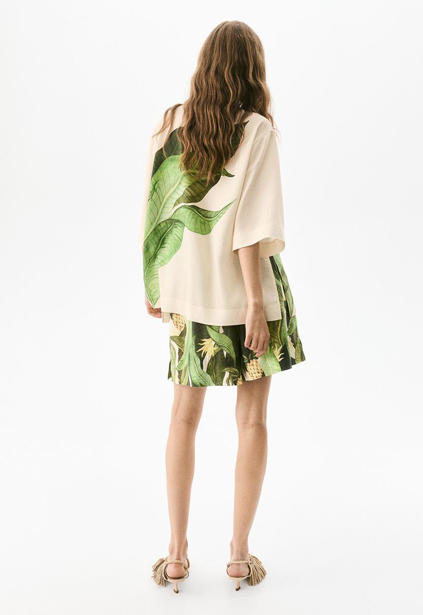 H&M - Printed shirt - light beige leaves