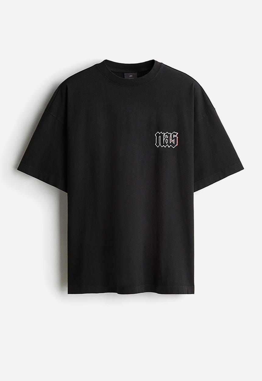 H&M - Oversized fit T-shirt - black/nas