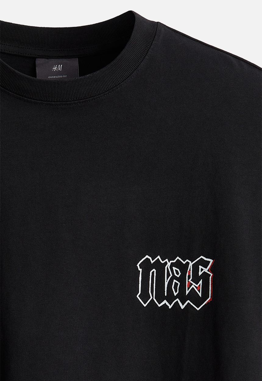 H&M - Oversized fit T-shirt - black/nas
