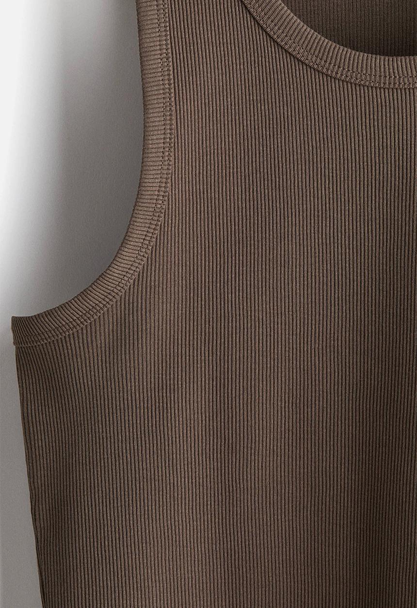 H&M - Slim fit ribbed vest top - dark beige