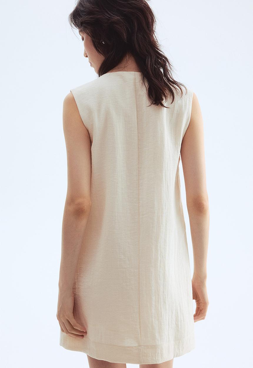 H&M - V-neck shift dress - light beige