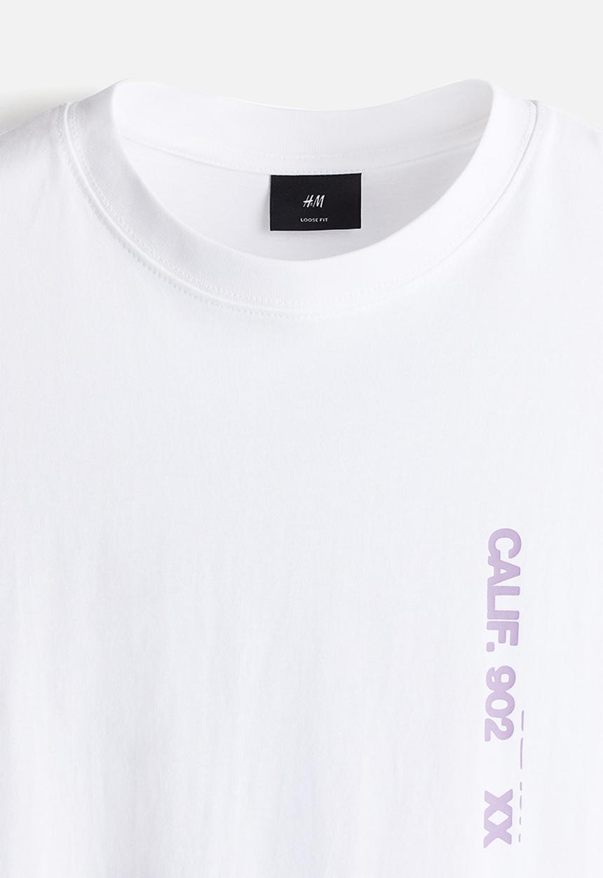 H&M - Loose fit printed T-shirt - white/calif