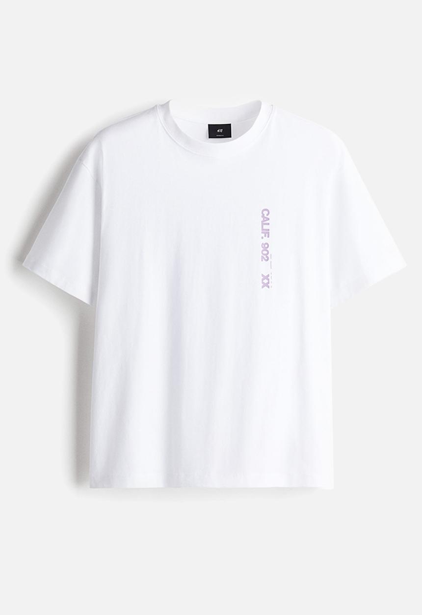 H&M - Loose fit printed T-shirt - white/calif