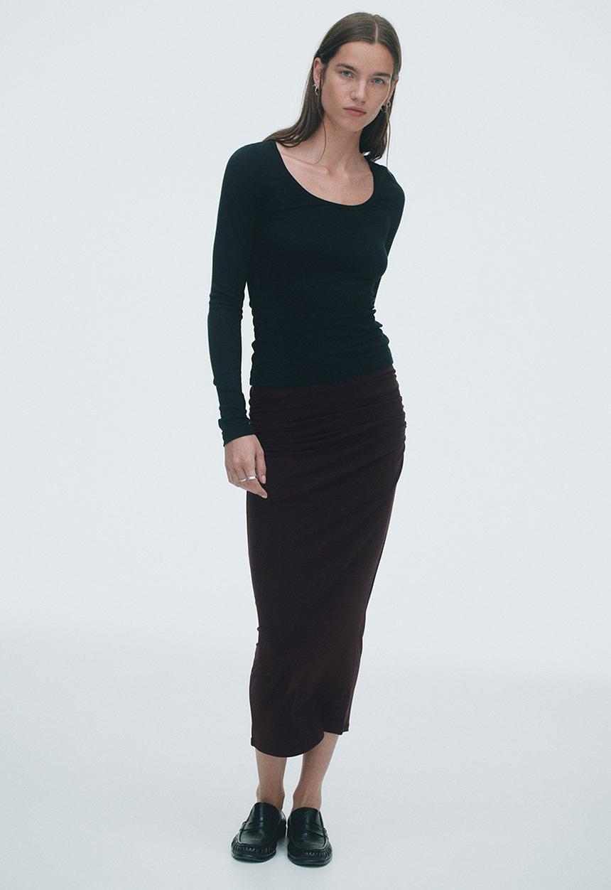 H&M - Draped skirt - dark burgundy
