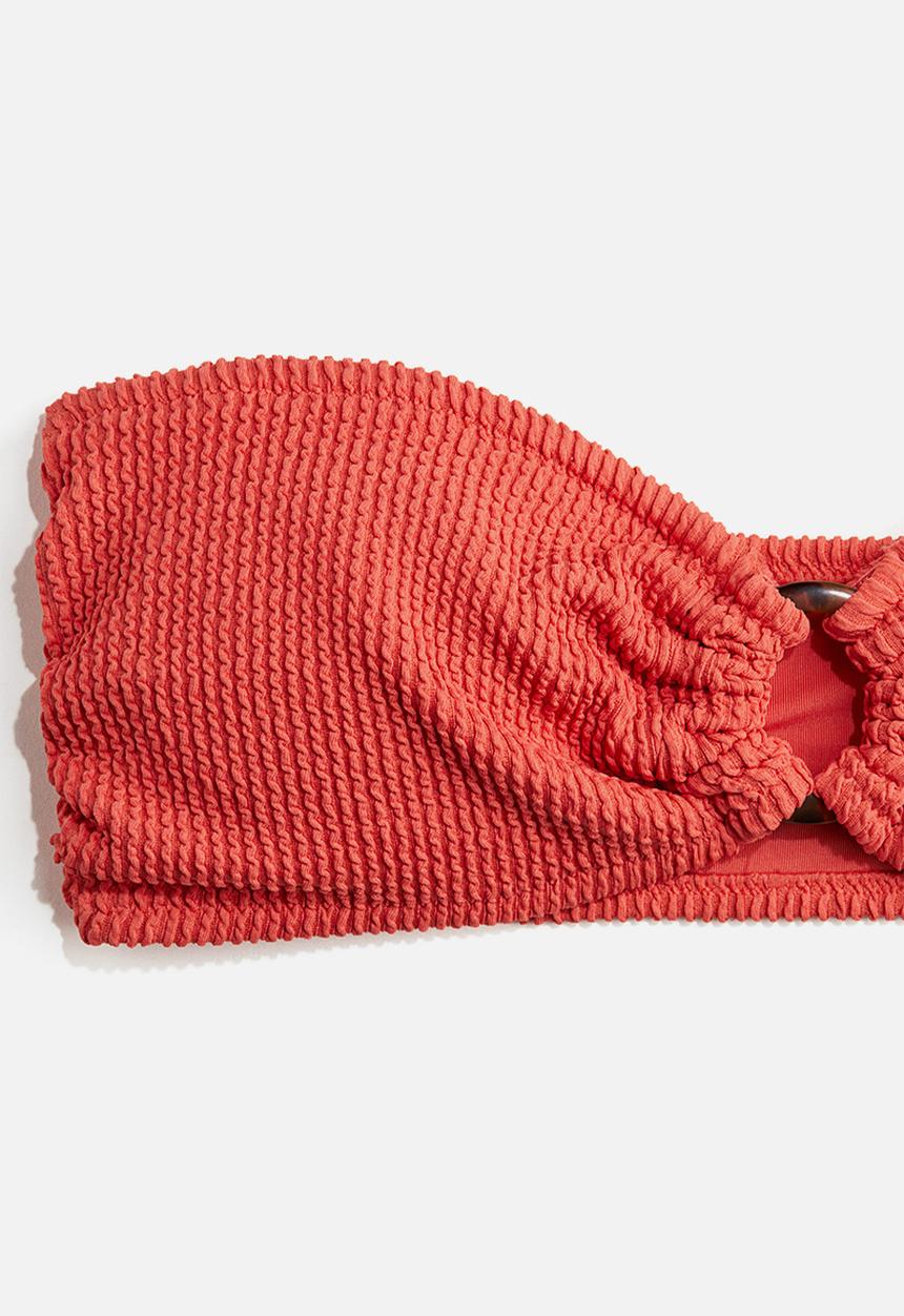 H&M - Padded bandeau bikini top - coral red