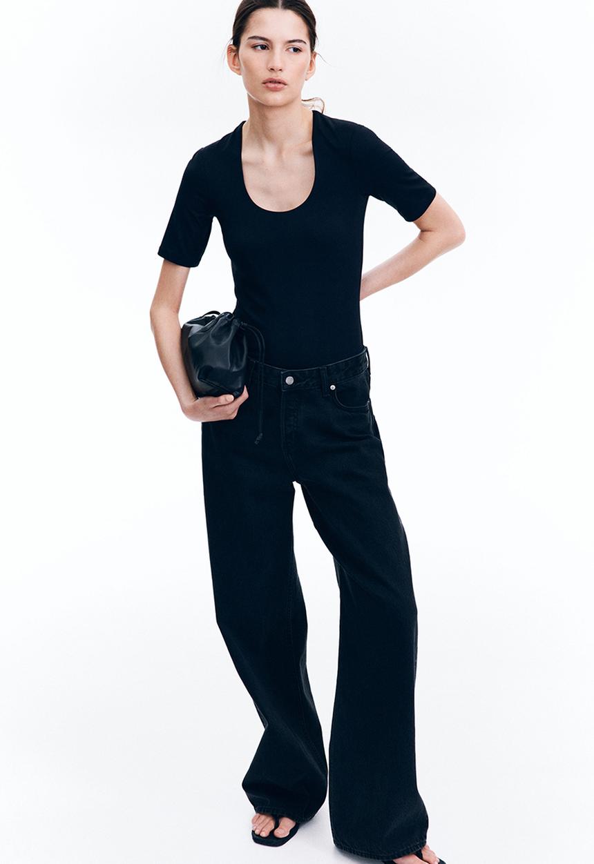 H&M - Square-neck top - black