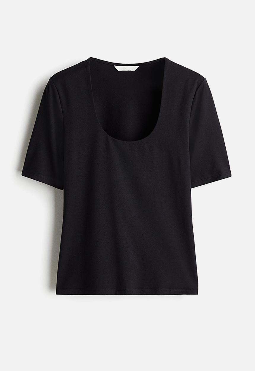 H&M - Square-neck top - black