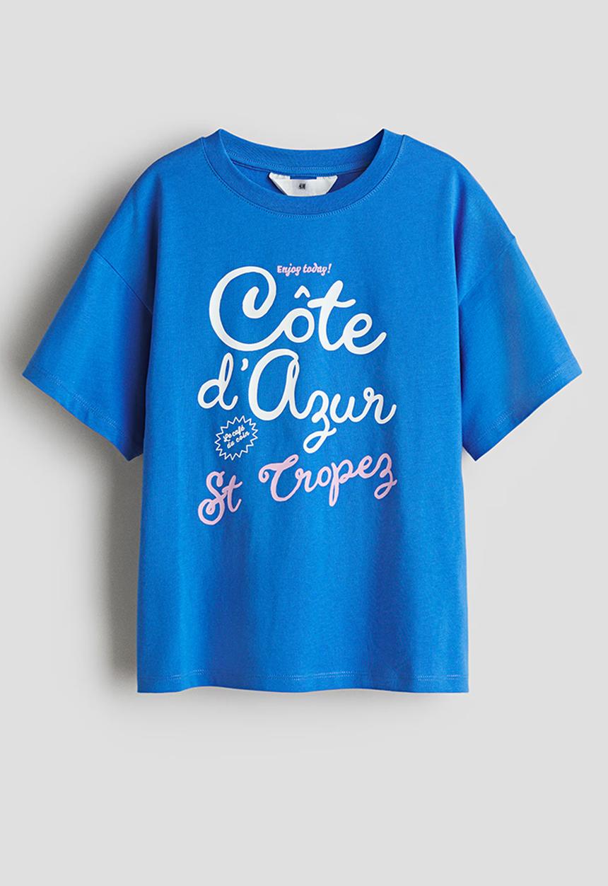 H&M - Oversized cotton t-shirt - bright blue côte d'azur