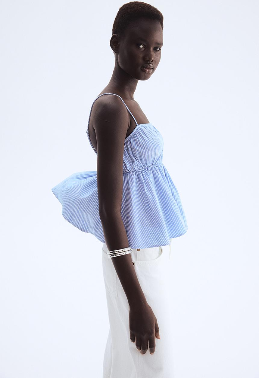 H&M - Peplum strappy top - blue striped