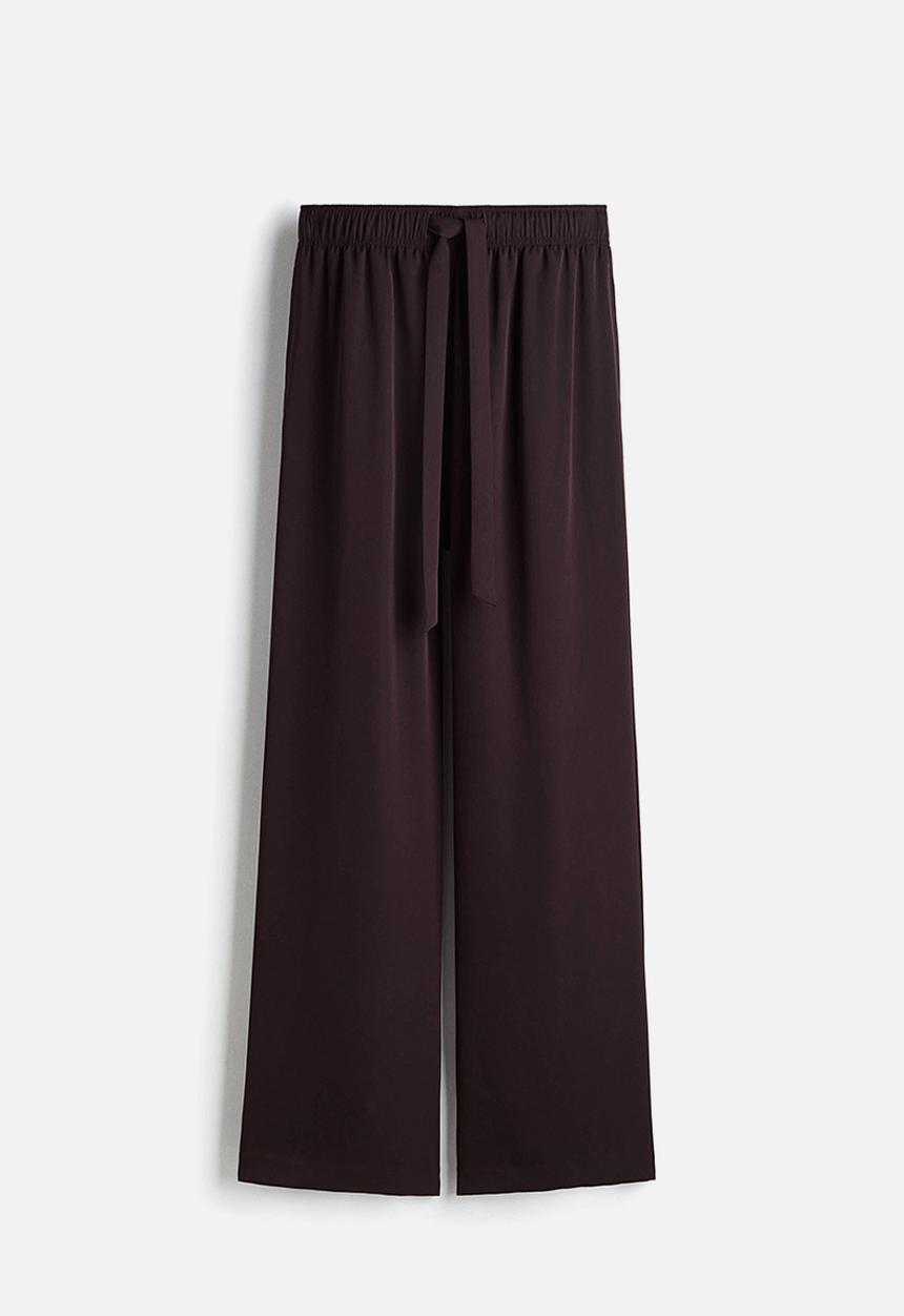 H&M - Drawstring twill trousers - burgundy