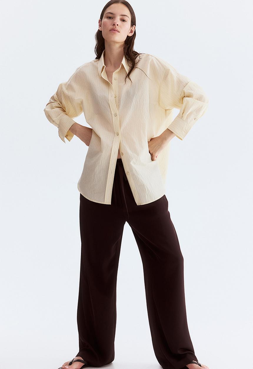 H&M - Drawstring twill trousers - burgundy