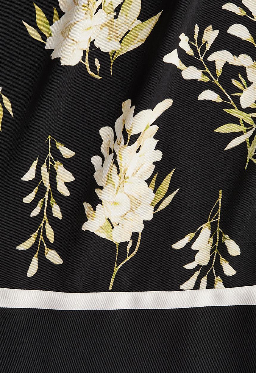 H&M - Drawstring twill trousers - black floral 