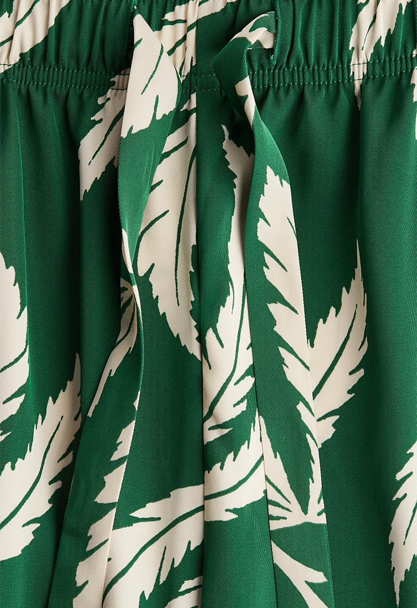H&M - Drawstring twill trousers - green palm trees