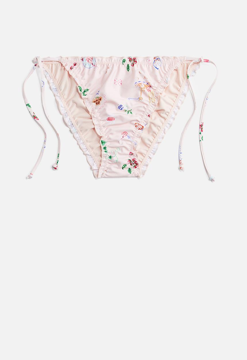 H&M - Tie tanga bikini bottoms - light pink patterned