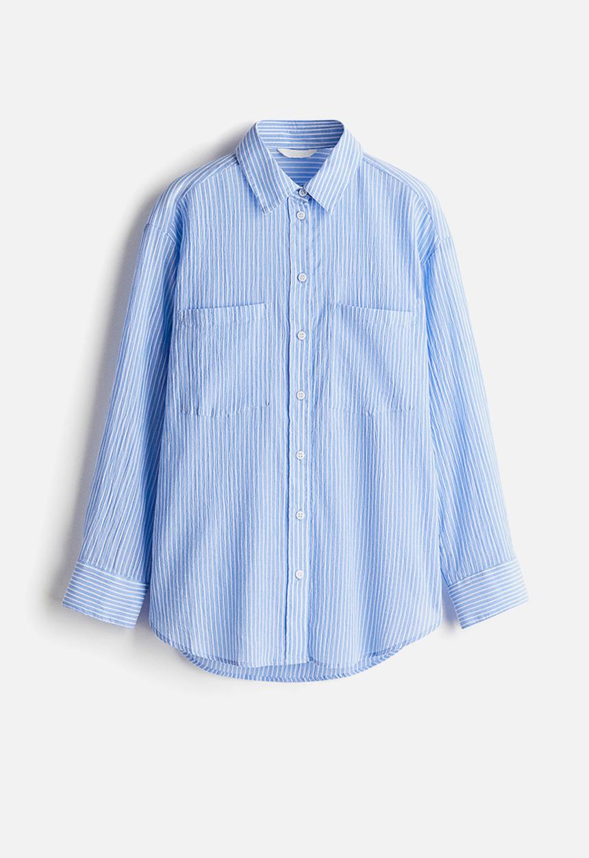 H&M - Cotton shirt - light blue striped