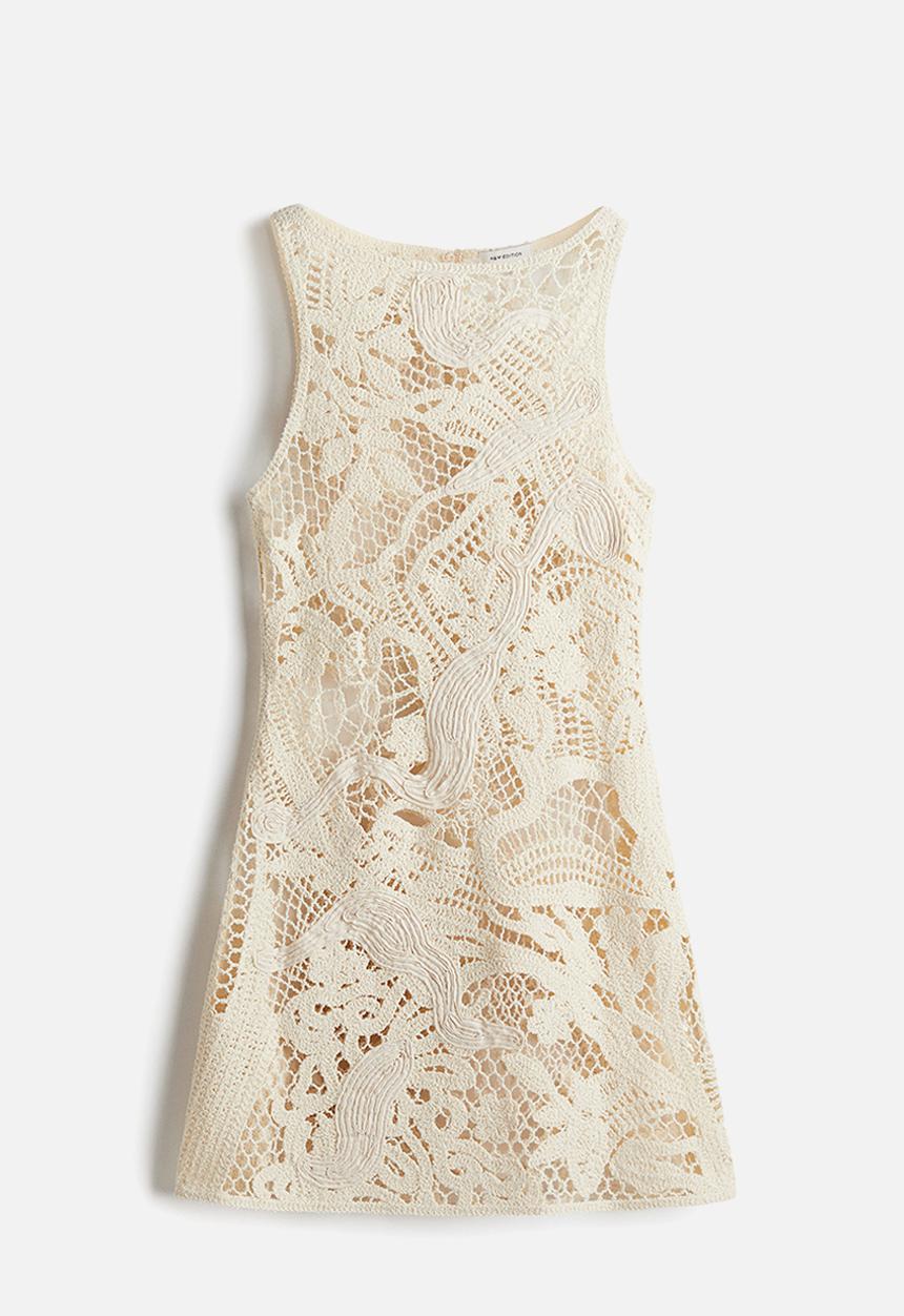 H&M - Crochet-look dress - light beige