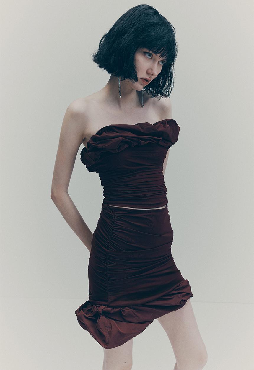 H&M - H&M Studio: Draped skirt - burgundy