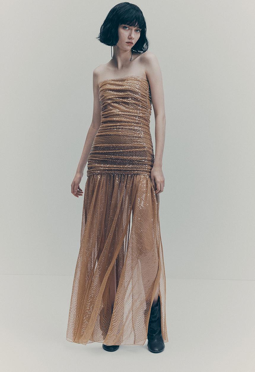 H&M - H&M Studio: Sequined evening gown - beige