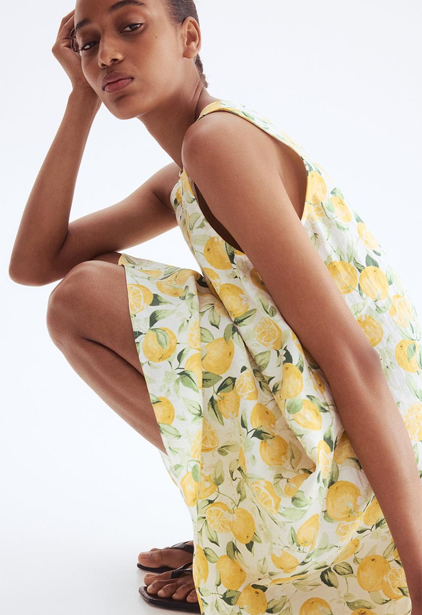H&M - Shift dress - white/oranges