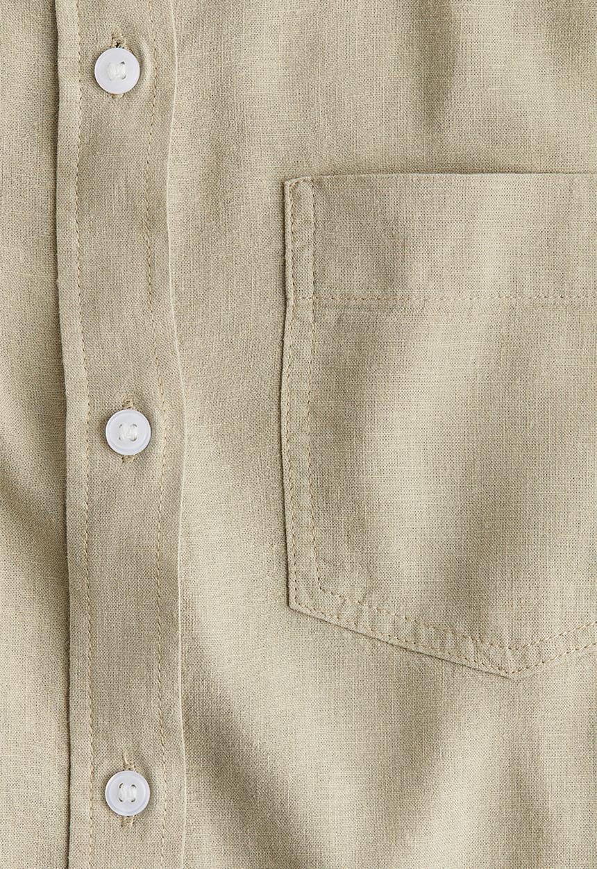H&M - Linen-blend shirt - light khaki green