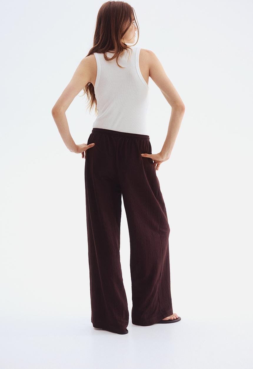 H&M - Wide pull-on trousers - dark brown 