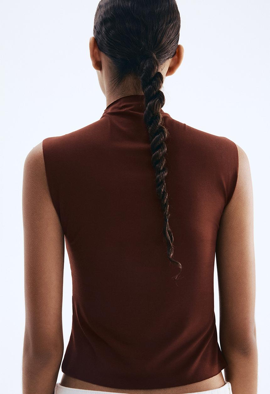 H&M - Sleeveless turtleneck top - dark brown