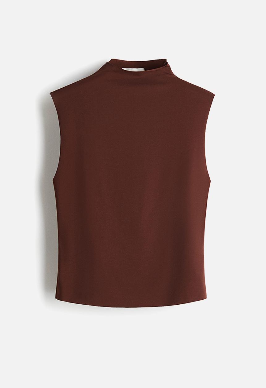 H&M - Sleeveless turtleneck top - dark brown