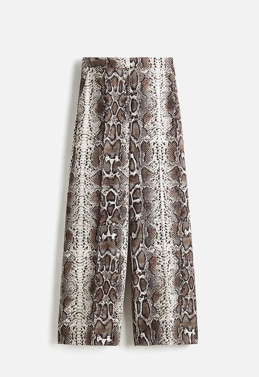 H&M - Wide tailored trousers - mole/snakeskin pattern